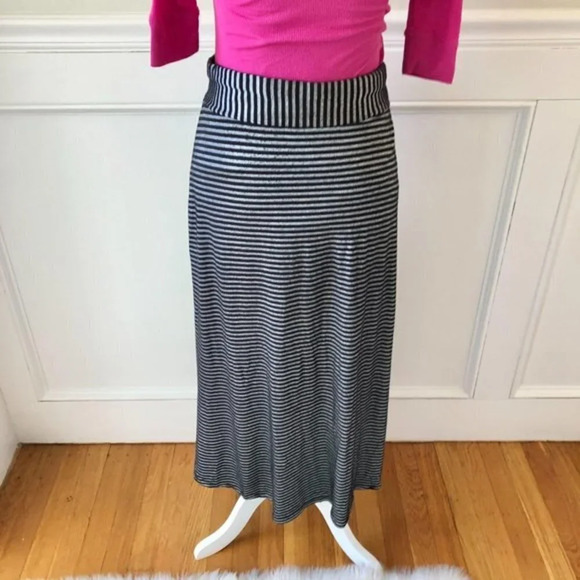 Smart Set Black & Gray Striped Maxi Skirt Stretch - Picture 4 of 6